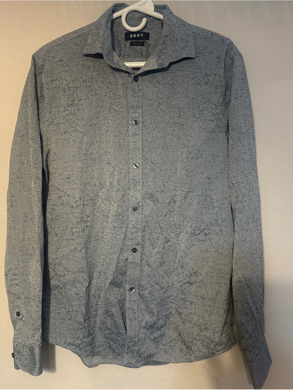 DKNY Men's Light Gray Textured Button-Up Shirt Jacket